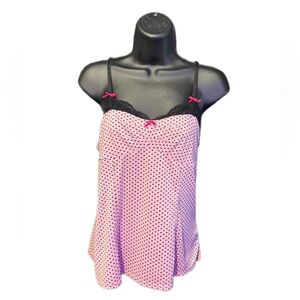Betsey Johnson Pink and Black Polka Dot Chemise
